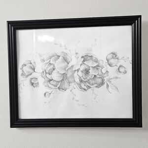 Framed Floral Sketch Art